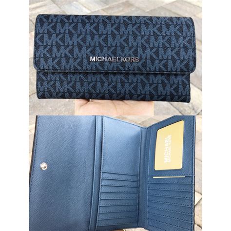 michael kors blue jet set wallet|Michael Kors Wallet double zip.